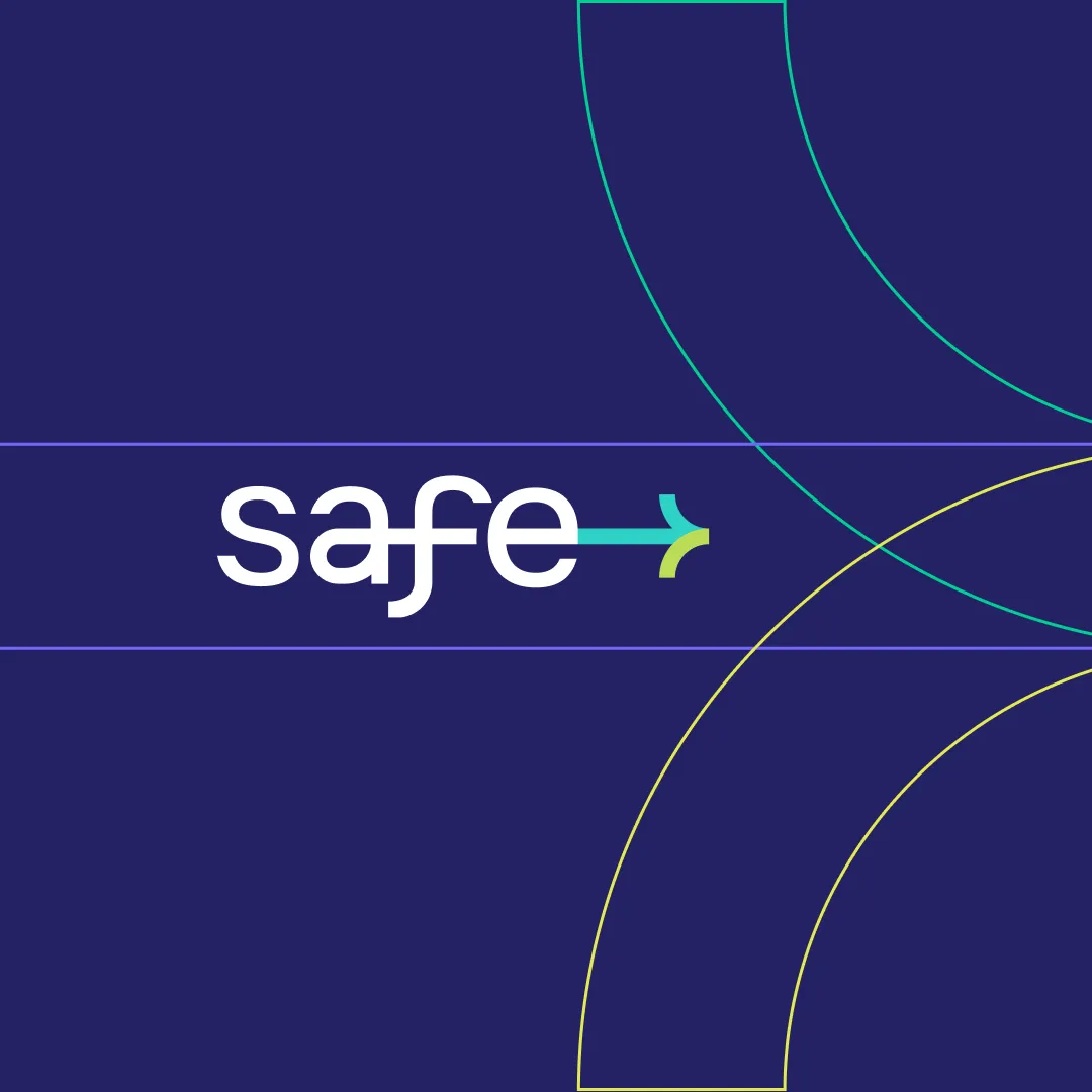 Safe logo on dark purple background
